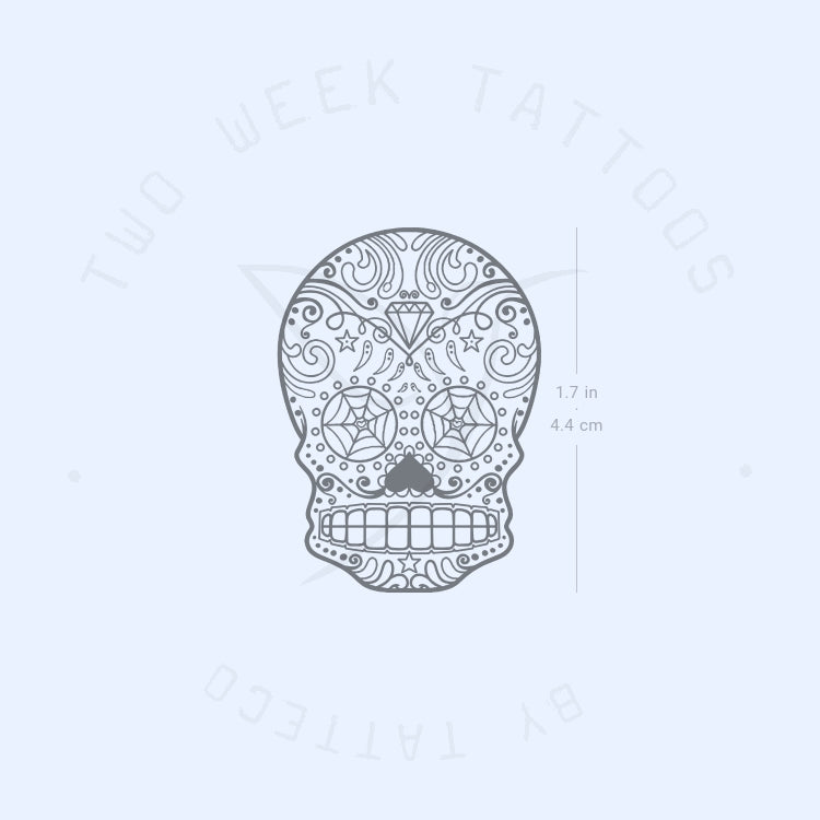 Tatuaje semipermanente de calavera de azúcar (juego de 2)