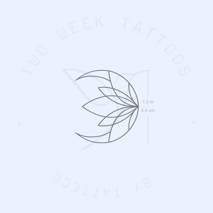 Moon Lotus Fine Line Semi-Permanent Tattoo - Set of 2