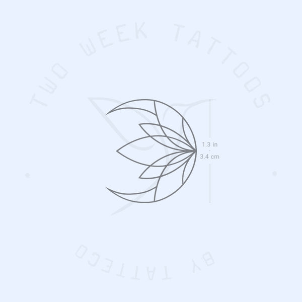 Moon Lotus Fine Line Semi-Permanent Tattoo - Set of 2