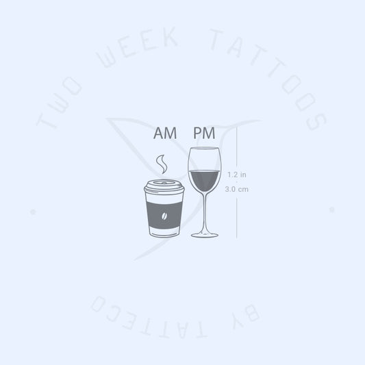 Tatuaje semipermanente AM Coffee PM Wine - Juego de 2