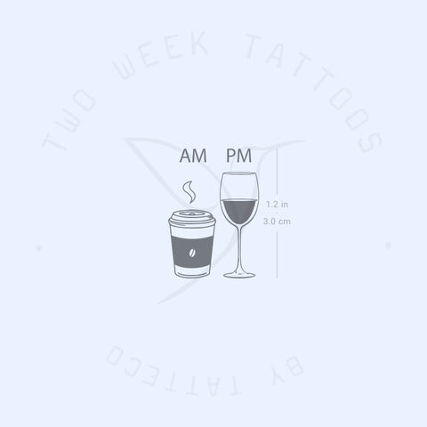 AM Coffee PM Wine Semi-Permanent Tattoo - Set of 2