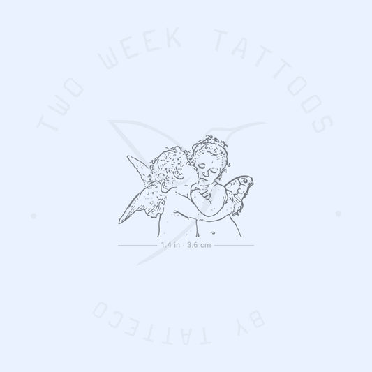 Tatuaje semipermanente de primer beso con arte lineal (juego de 2)