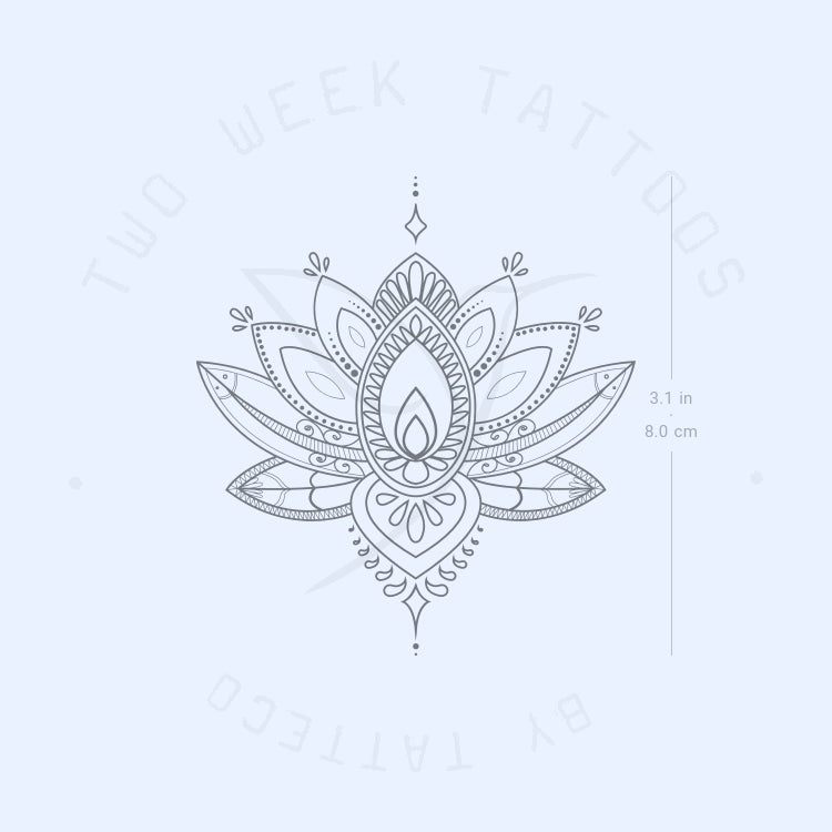 Ornamental Lotus Semi-Permanent Tattoo - Set of 2