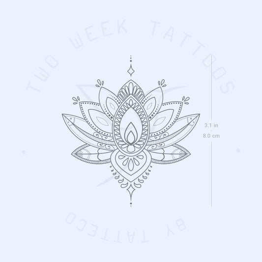 Tatuaje semipermanente de loto ornamental (juego de 2)