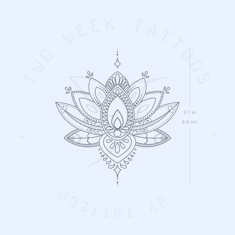 Ornamental Lotus Semi-Permanent Tattoo - Set of 2