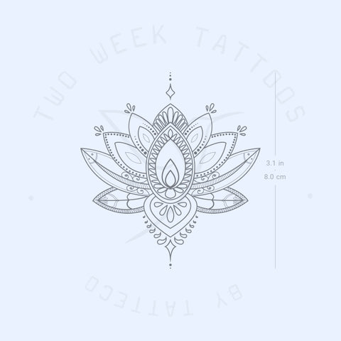 Ornamental Lotus Semi-Permanent Tattoo - Set of 2