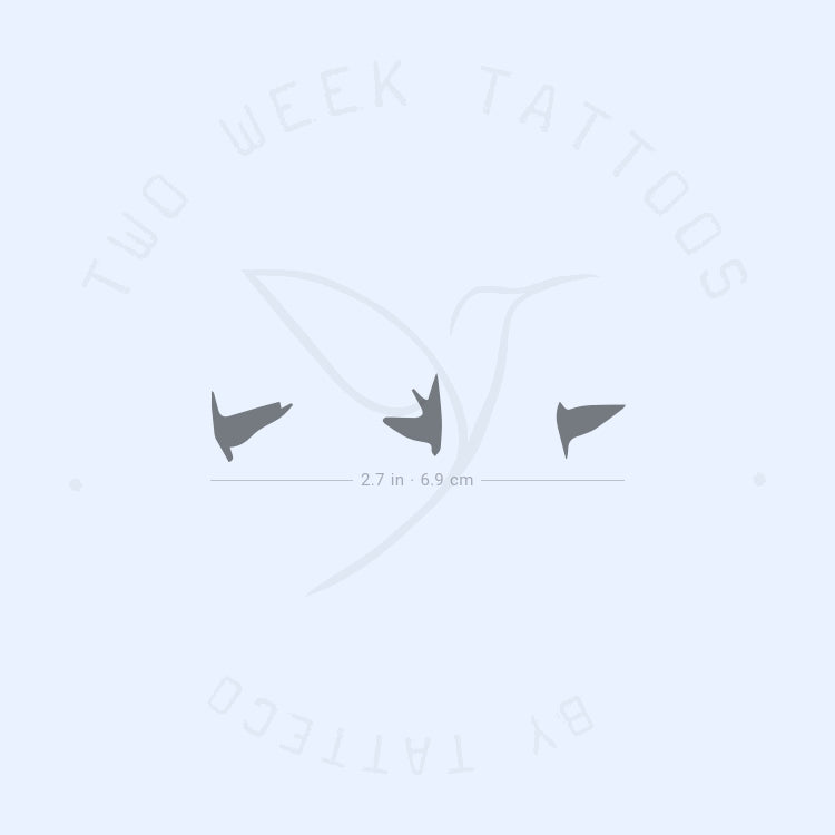 Three Flying Birds Semi-Permanent Tattoo - Set of 2