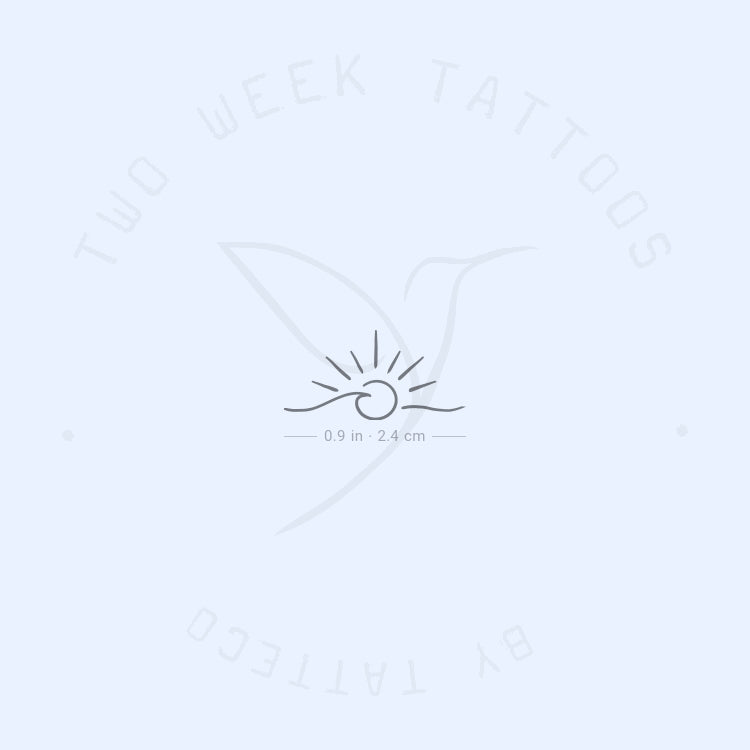 Tatuaje semipermanente de olas pequeñas al atardecer (juego de 2)