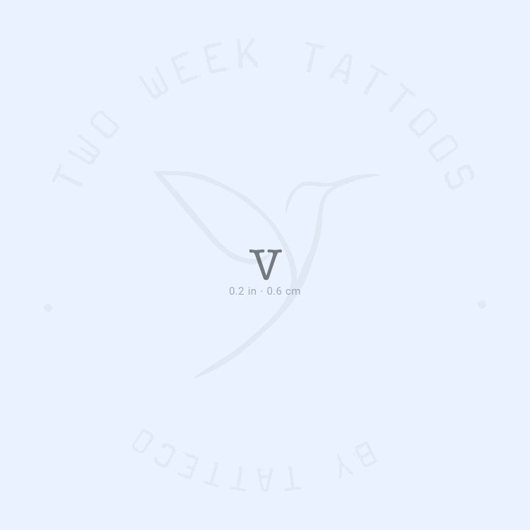 V Typewriter Uppercase Semi-Permanent Tattoo - Set of 2