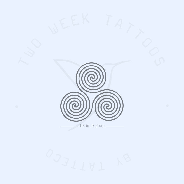 Tatuaje semipermanente Triskelion - Símbolo de triple espiral - Juego de 2