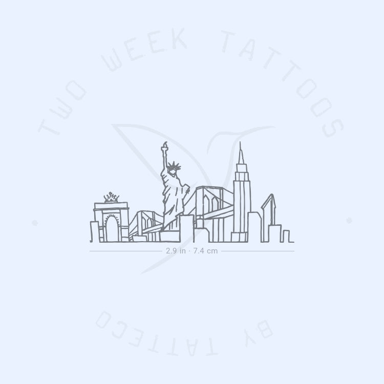 NYC Skyline Semi-Permanent Tattoo - Set of 2