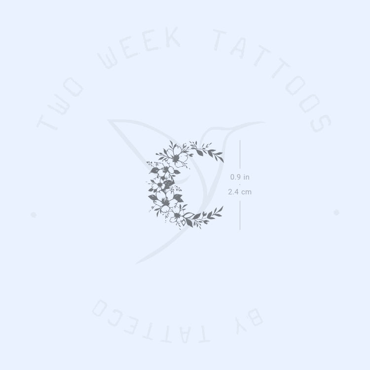 Small Flower Moon Crescent Semi-Permanent Tattoo - Set of 2
