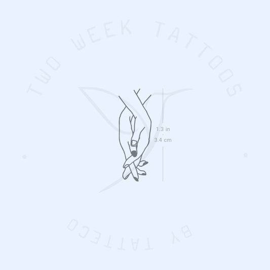 Tatuaje semipermanente de manos agarradas - Juego de 2