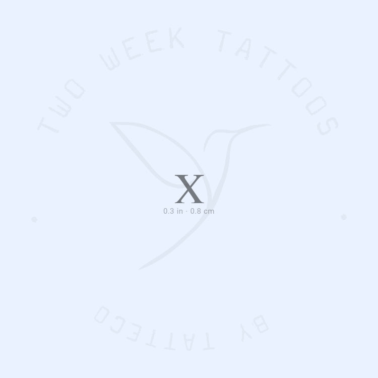 X Serif Uppercase Semi-Permanent Tattoo - Set of 2
