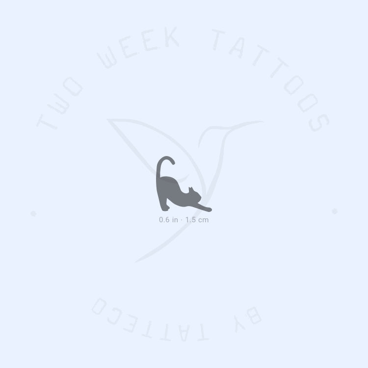 Black Stretching Cat Semi-Permanent Tattoo - Set of 2