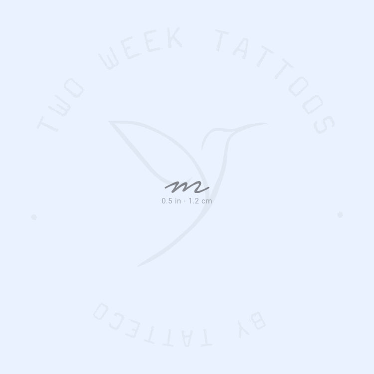 Lowercase Handwritten M Letter Semi-Permanent Tattoo - Set of 2