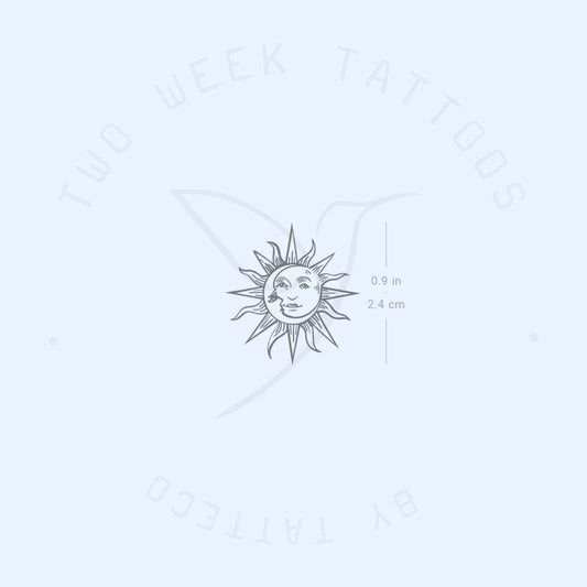 Tatuaje semipermanente de sol y luna (juego de 2)