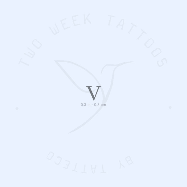 V Serif Uppercase Semi-Permanent Tattoo - Set of 2