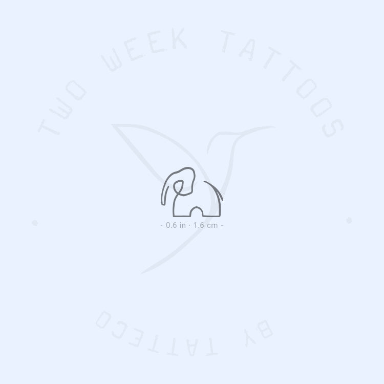 Tatuaje semipermanente de elefante de una línea (juego de 2)