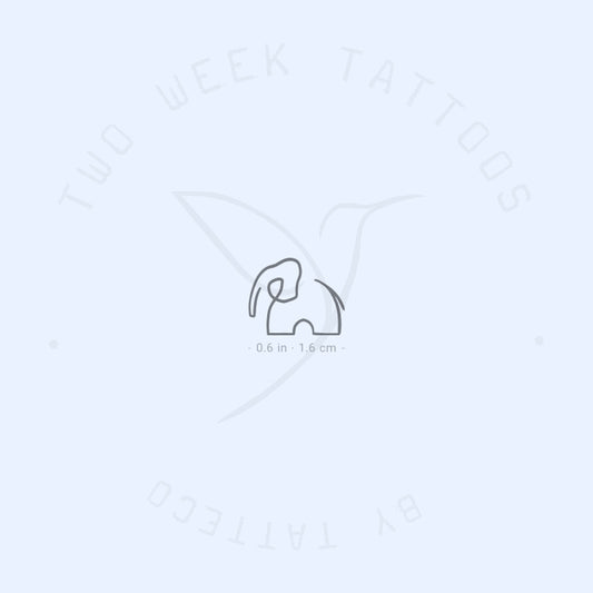 Tatuaje semipermanente de elefante de una línea (juego de 2)