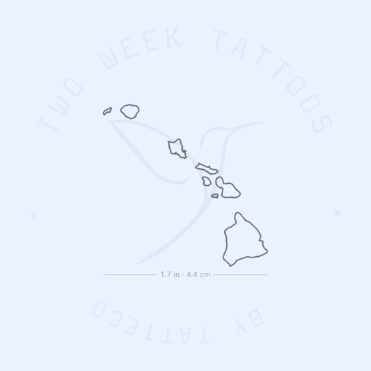 Tatuaje semipermanente del mapa de las islas hawaianas (juego de 2)