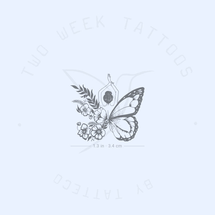 Tatuaje semipermanente "Mujer Flor Mariposa" de Malak Aboyosif (juego de 2)