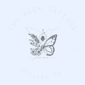Flower Butterfly Woman By Malak Aboyosif Semi-Permanent Tattoo - Set of 2