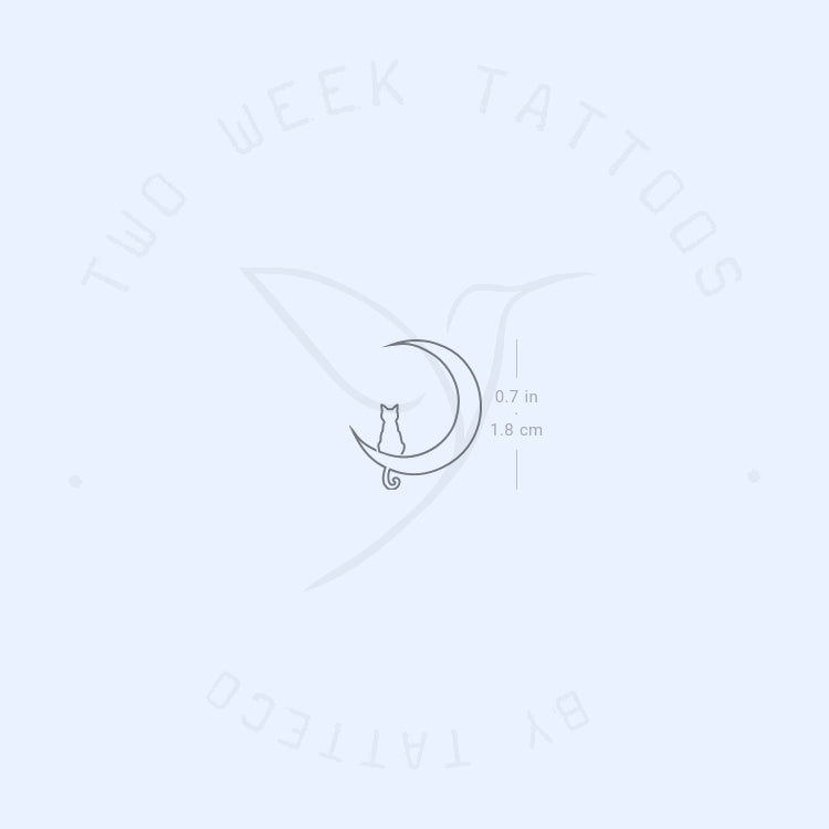 Tatuaje semipermanente de una línea de luna y gato (juego de 2)