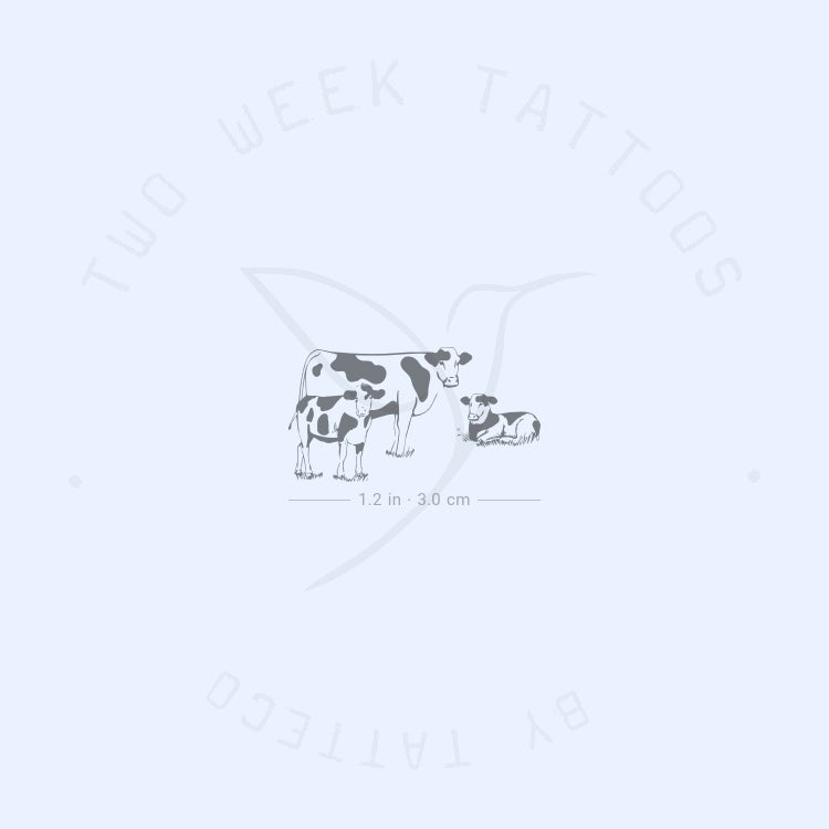 Tatuaje semipermanente de familia de vacas (juego de 2)