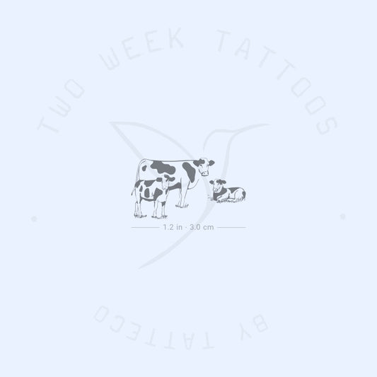 Tatuaje semipermanente de familia de vacas (juego de 2)