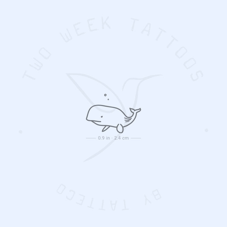 Tatuaje semipermanente minimalista de ballena (juego de 2)