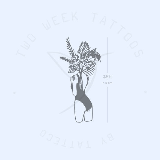Tatuaje semipermanente de mujer con cabeza de flor (juego de 2)