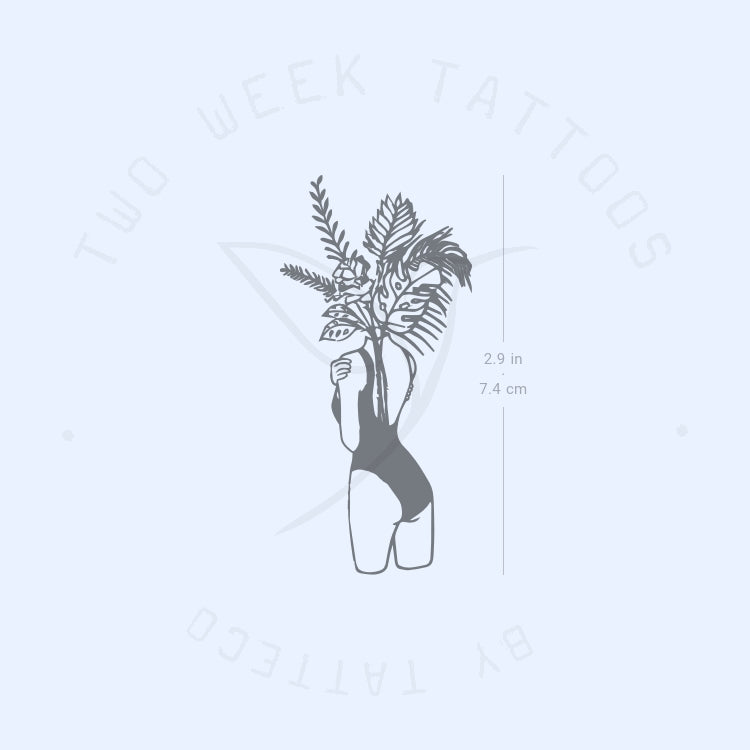 Flower Head Woman Semi-Permanent Tattoo - Set of 2