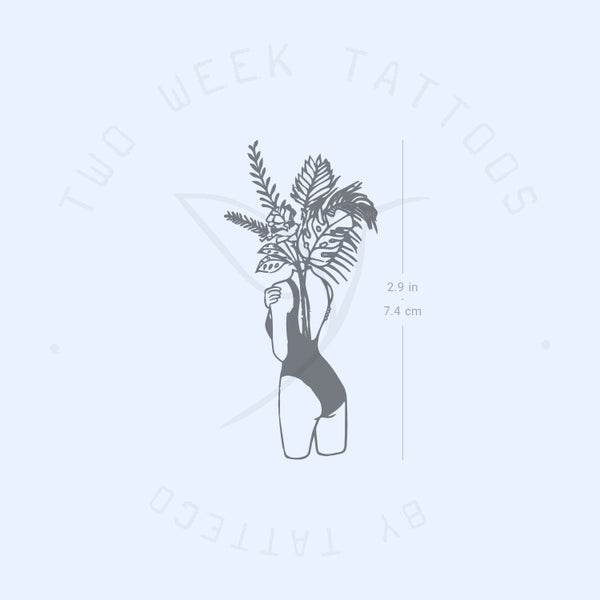 Flower Head Woman Semi-Permanent Tattoo - Set of 2