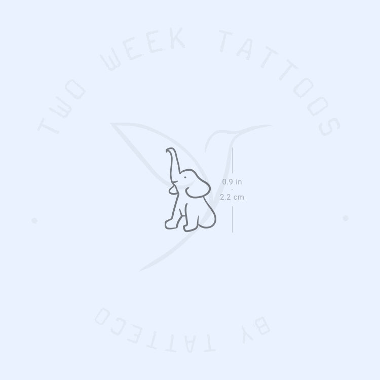 Tatuaje semipermanente de elefante sentado (juego de 2)