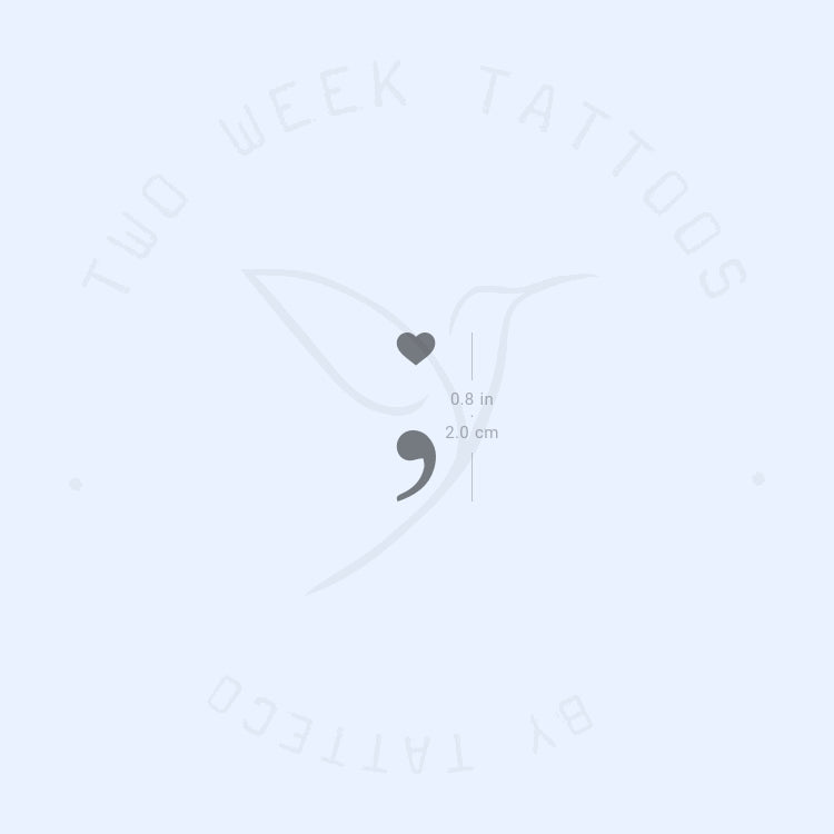 Love Semicolon Semi-Permanent Tattoo - Set of 2
