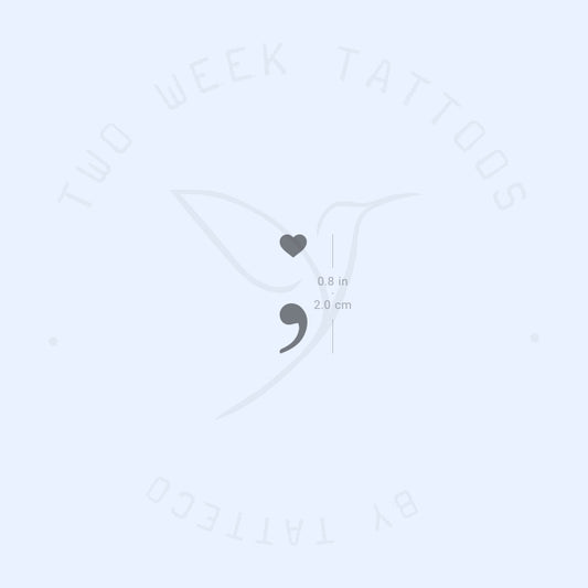 Tatuaje semipermanente de punto y coma de amor - Juego de 2