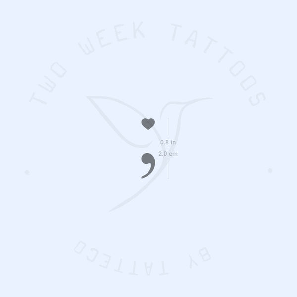 Love Semicolon Semi-Permanent Tattoo - Set of 2