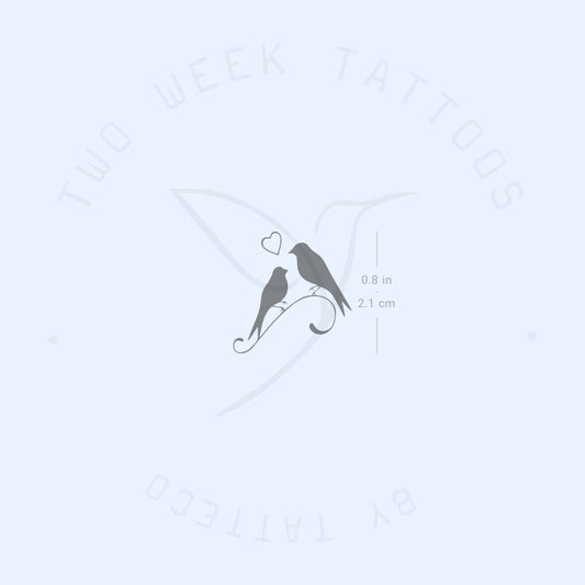Tatuaje semipermanente "Pájaros enamorados" - Juego de 2