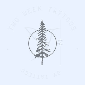 Pine Tree And Full Moon Semi-Permanent Tattoo - Set of 2