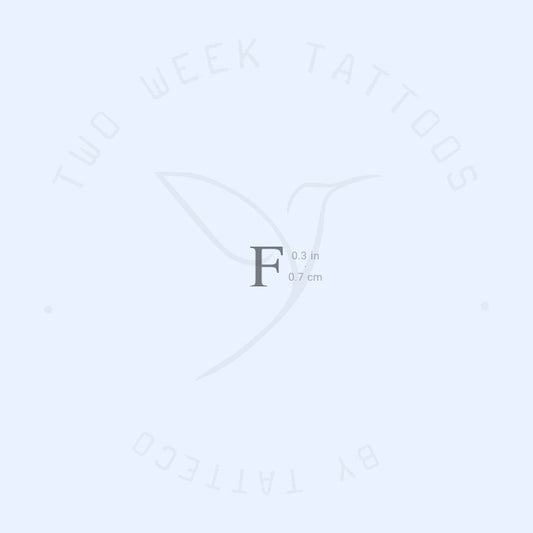 Tatuaje semipermanente con letra F serif en mayúsculas (juego de 2)