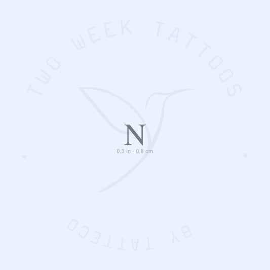 Tatuaje semipermanente en mayúsculas con letra N Serif (juego de 2)