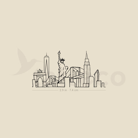 NYC Skyline Temporary Tattoo - Set of 3