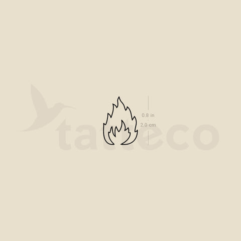 Fire Flame Outline Temporary Tattoo - Set of 3