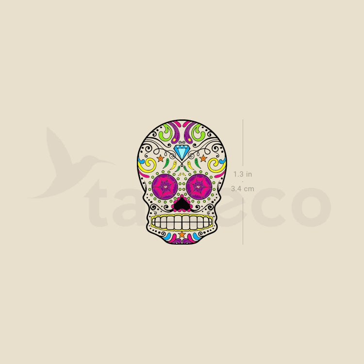 Tatuaje temporal de calavera de azúcar - Juego de 3