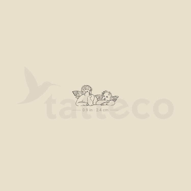 Tatuaje temporal minimalista de putti - Juego de 3