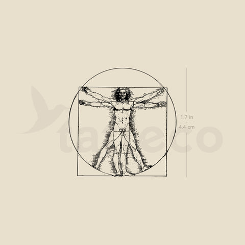 Vitruvian Man Temporary Tattoo - Set of 3