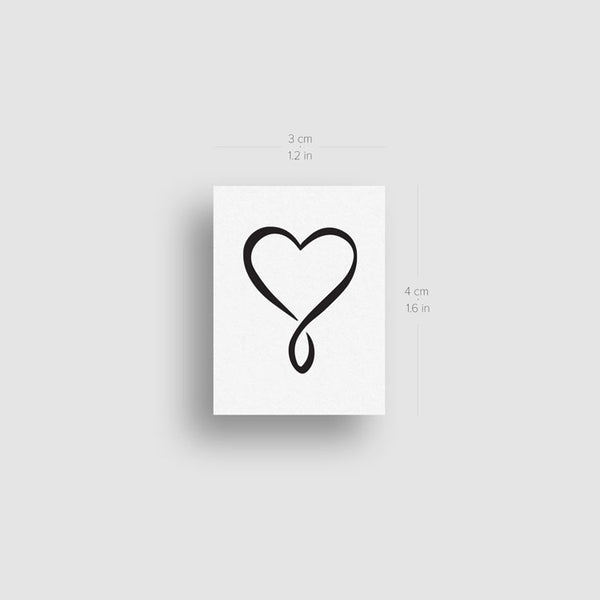 3cm (1.2 inch) heart infinity temporary tattoo.