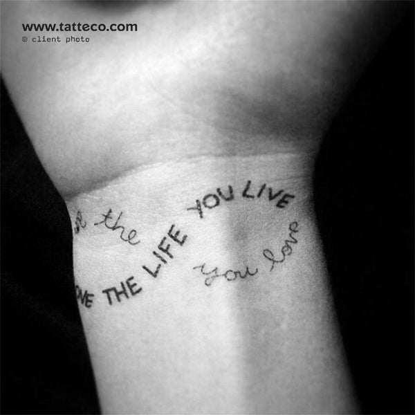 Infinity Love The Life You Live Temporary Tattoo - Set of 3