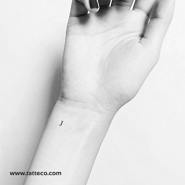 J Serif Capital Letter Temporary Tattoo - Set of 3